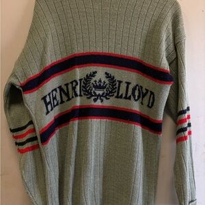 Henri Lloyd Olive Crewneck Sweater with Stripes